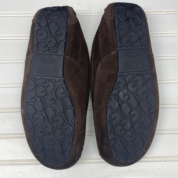 UGG Ascot Brown Leather Moccasin Slip on Lined Slipper Soft Shoes Size 11 - Picture 14 of 17